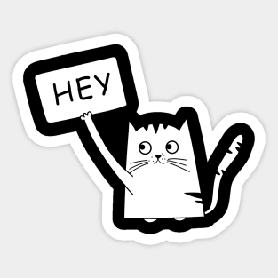 Cat says Hey, Funny Sneaky Cat, Sneaky Black Cat, Cat spying Sticker